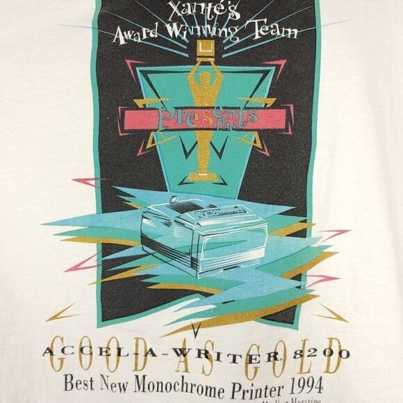 Accel A Writer 8200 T Shirt Vintage 90s Monochrome Printer Xante Made In USA Men - Picture 2 of 7